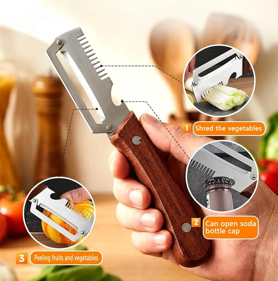 3-in-1 Peeler – Kitchen Tool with Bottle Opener & Onion Slicer