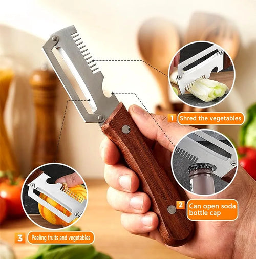 3-in-1 Peeler – Kitchen Tool with Bottle Opener & Onion Slicer